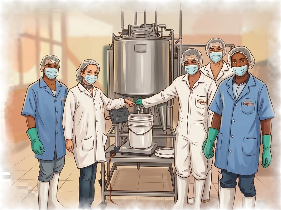 Equipo de la primera planta de huevo líquido pasteurizado en RD